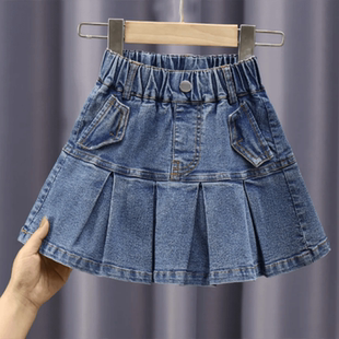 韩国女童牛仔半身裙带内衬夏装新款儿童裙子女大童洋气A字裙短裙