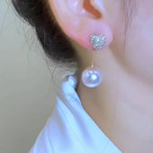 爆款 耳钉一款 两戴珠珠爱心流苏耳饰2025新款 高级气质百搭银针耳环