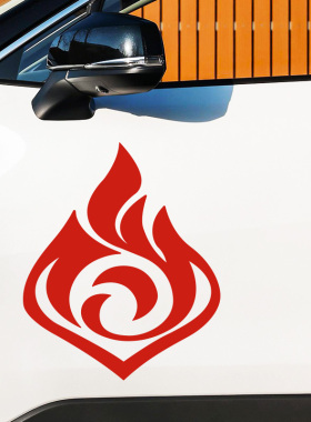 个性装饰汽车贴纸胡桃宵宫可莉迪卢克香菱烟绯火元素游戏标志车贴