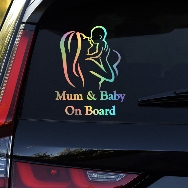 Mum&Baby on board宝宝妈妈在车上后挡玻璃车尾装饰反光警示贴纸