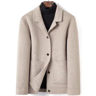 LP/BC同款秋冬双面大衣男短款阿尔巴卡翻领羊毛呢子大衣夹克外套