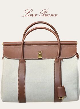 低调奢华LP进口真皮拼帆布包包 Loom bag L32大容量手提女大包包