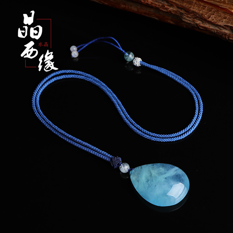 天然海蓝宝吊坠项链送妈妈能量石