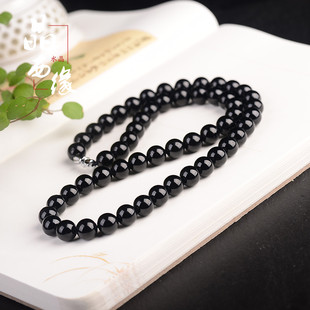 天然黑水晶项链男女黑碧玺项链锁骨链加长送妈妈送女友送同款手链