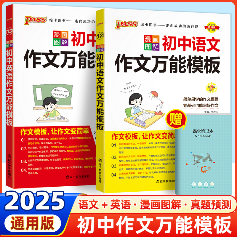 2025新初中语文英语作文万能模板七年级八九年级中考作文素材初一二三高分范文写作技巧训练名校优秀作文模板写作技巧训练漫画图解