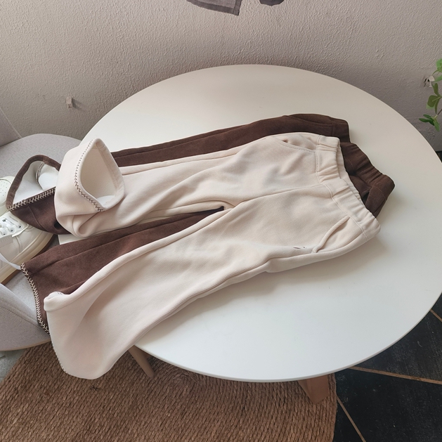 笑笑家 童装裤子 女童加厚加绒运动裤长裤 微喇休闲保暖