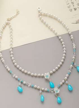 叠带项链古装项圈古风汉服儿童仙气珍珠古装汉服坦领配饰