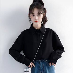 抗皱黑色面试衬衫女士春秋西装内搭职业公考正装上衣正肩衬衣套装