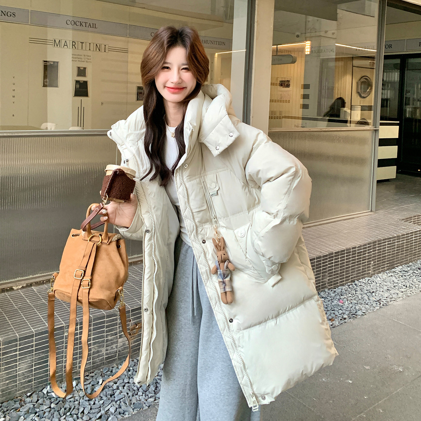 现货！2025新款中长款羽绒服流行兔子减龄学院风2C306-p315-k458