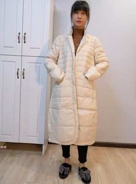 法式90%A型宽松米白纯色羽绒服
