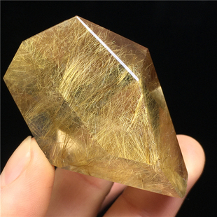 天然金发晶随形黄铜发钛晶幽灵原石打磨多面体家居吊坠装饰品摆件