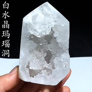 天然白水晶洞晶簇柱单尖四棱柱手链消磁原矿标本家居桌面装饰摆件