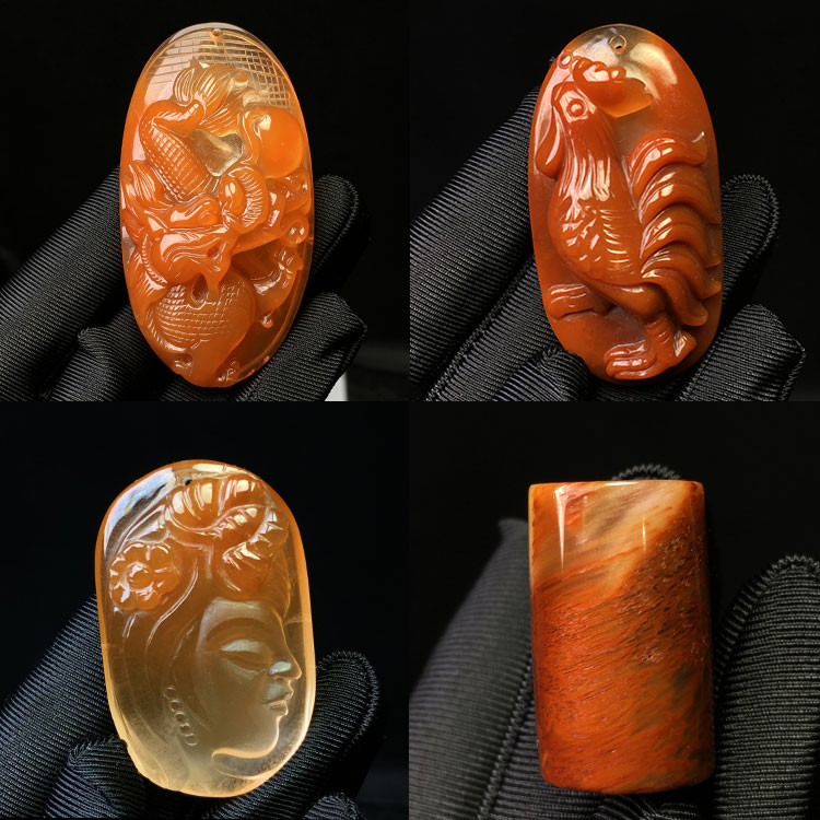 天然水晶兔毛发晶吊坠红兔毛貔貅图片