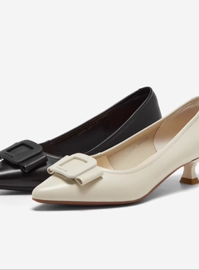 专柜正品拔佳2025春款女浅口单鞋羊皮优雅软底通勤高跟鞋25798AQ5