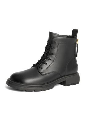 专柜正品森达2024冬季新款女靴马丁靴潮流休闲粗跟短皮靴XEM01DD4