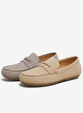 专柜正品百思图2026春款一脚蹬豆豆乐福时尚休闲男士皮鞋SK262AM6