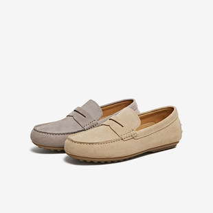 专柜正品百思图2026春款一脚蹬豆豆乐福时尚休闲男士皮鞋SK262AM6