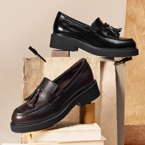 专柜正品百丽2026春季新款女鞋复古流苏乐福鞋真皮小皮鞋B2971AA6