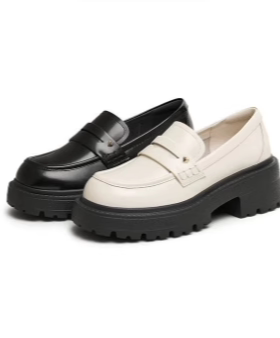 专柜正品他她2025春款女鞋英伦厚底JK乐福鞋一脚蹬小皮鞋7BW29AA5