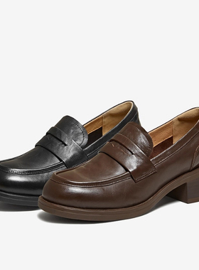 专柜正品他她2026春款女鞋小皮鞋时尚休闲鞋乐福鞋豆豆鞋JZY01AA6