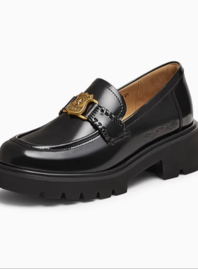 专柜正品天美意2025春新款女鞋学院厚底乐福鞋复古小皮鞋CJM21AA5