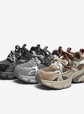 专柜正品百思图2026春新款女鞋网面老爹鞋厚底运动休闲鞋B7062AM6