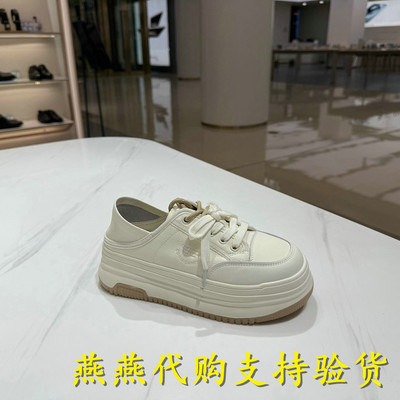 专柜正品百丽厚底小白板鞋女2026春款两穿一脚蹬运动鞋子F6N1DAM6
