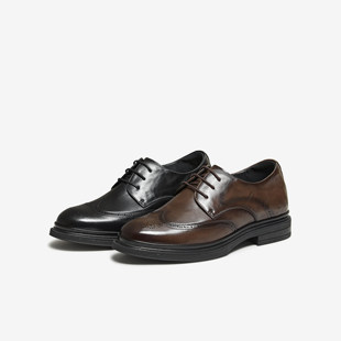 男鞋 新款 皮鞋 纯色百搭休闲鞋 QHS02AM6 专柜正品 商务鞋 他她2026春季