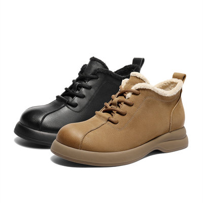 专柜正品森达2026春款女鞋牛皮毛毛鞋户外加绒棉鞋雪地靴XXA01AM6