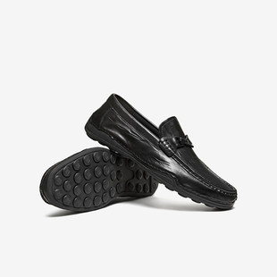 专柜正品百思图2026春款豆豆乐福商务一脚蹬男休闲皮鞋SK261AM6