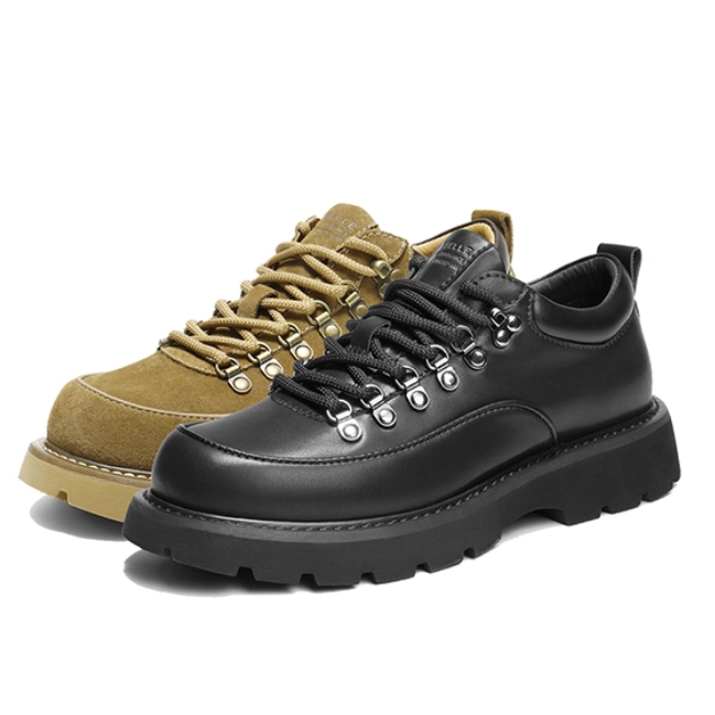 专柜正品百丽2026春款男鞋复古厚底绒面休闲鞋系带工装鞋A2290AM6