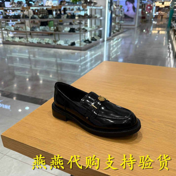专柜正品思加图2025秋款女鞋英伦风乐福鞋小皮鞋粗跟单鞋EOQ15CA5