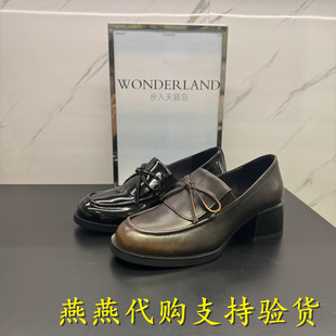 专柜正品思加图2025秋款女鞋珍妮英伦风乐福鞋粗跟小皮鞋EGY05CA5