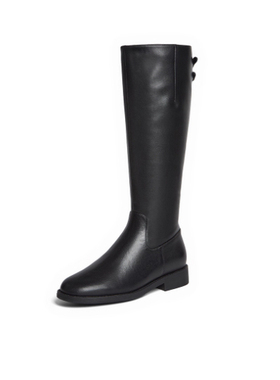 专柜正品百思图2025冬季新款女靴牛皮黑色骑士靴高筒长靴AX211DG5