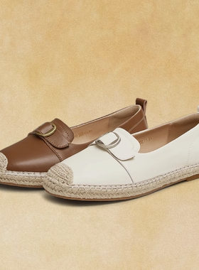 专柜正品天美意2025夏款女鞋复古平底懒人鞋一脚蹬渔夫鞋KP010BQ5