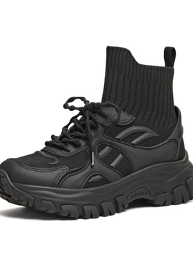 专柜正品天美意2026春季新款女鞋复古厚底老爹鞋高帮袜靴CF845AD6