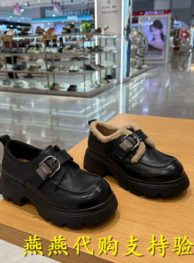 专柜正品百丽2025秋季新款女鞋复古厚底jk乐福鞋深口单鞋E1Z1DCM5