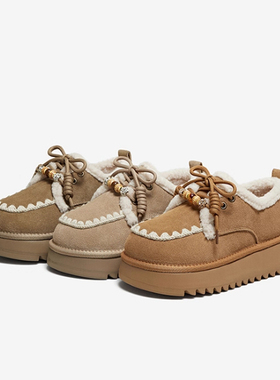 专柜正品百思图2025冬季新款女鞋毛毛鞋棉鞋时尚休闲鞋N8076DM5