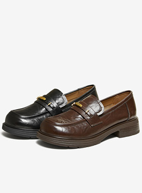 专柜正品他她2026春季新款女鞋黑色乐福鞋时尚百搭休闲鞋CLW01AA6