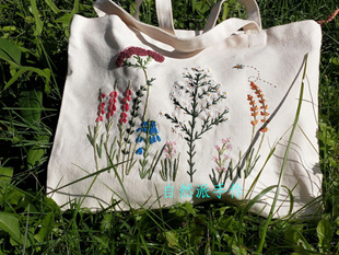 自然派手作热卖推荐花草丛生刺绣A款材料包含帆布包和20CM竹绣绷