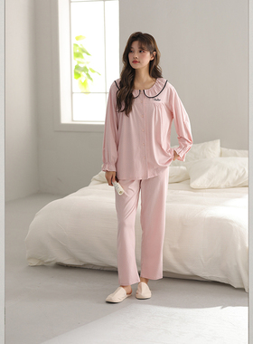 雅巧54856春季女士印花丝光纯棉家居服套装