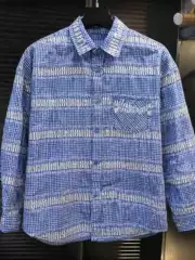 2026 Autumn New Men's Large Size Turn-Down Collar Long Sleeve Loose Fit Full Letter Print Plaid Casual Shirt