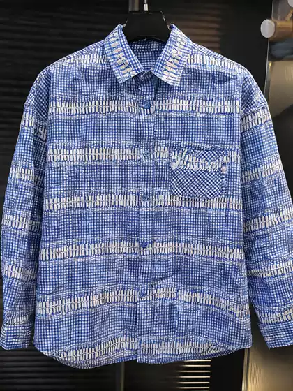 2026 Autumn New Men's Large Size Turn-Down Collar Long Sleeve Loose Fit Full Letter Print Plaid Casual Shirt