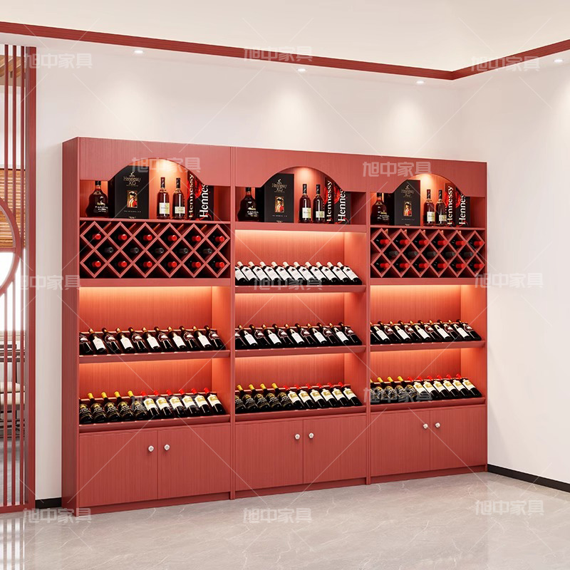 实木饭店白酒展示柜餐饮店红酒柜商用展示架火锅店落地靠墙陈列柜