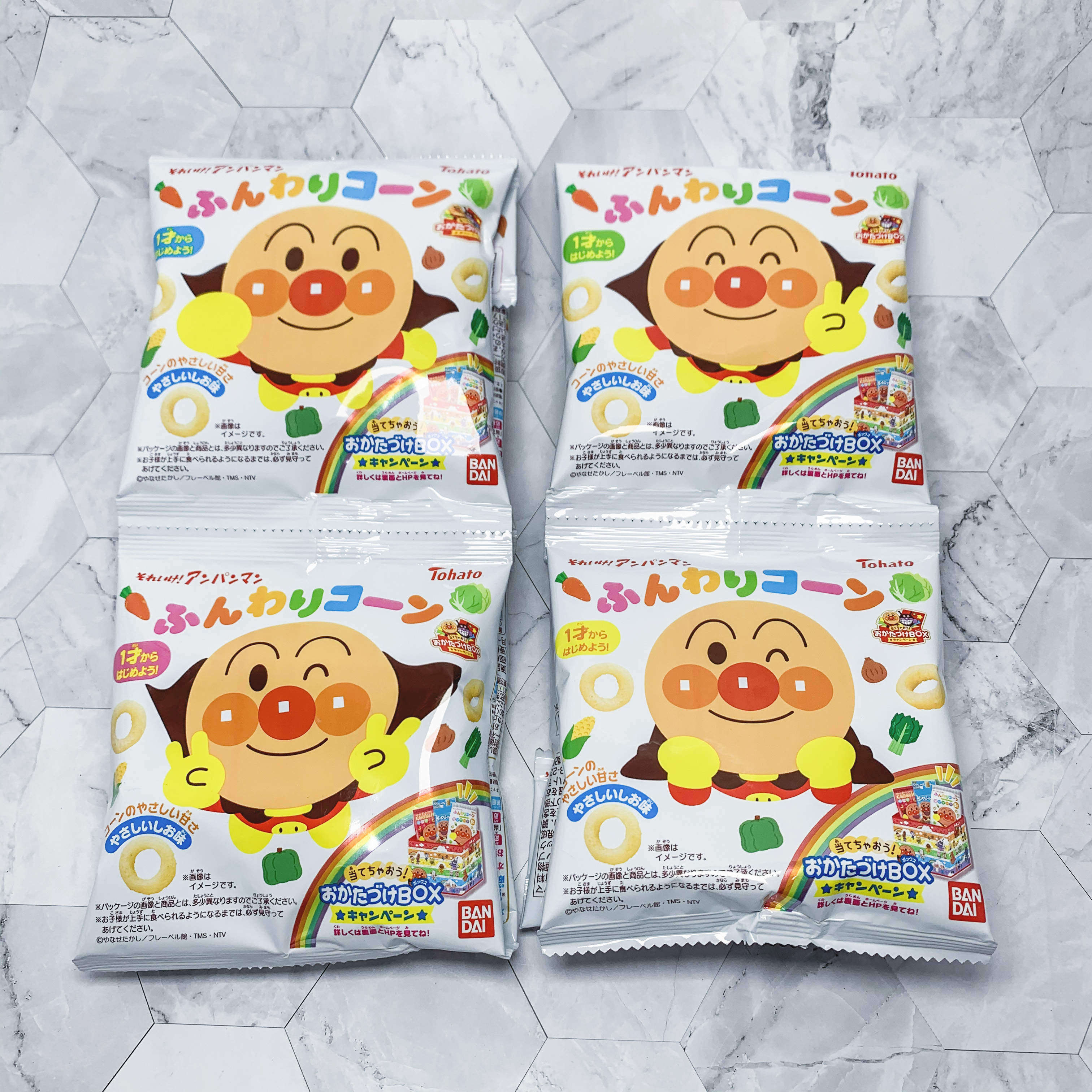 日本桃哈多Tohato面包超人玉米圈宝宝饼干儿童零食原味4连包1岁+