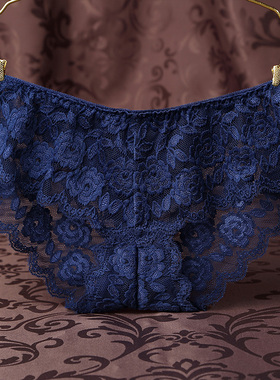 维曼姿蕾丝性感内裤低腰三角裤女士提臀无痕内裤透明面料7085