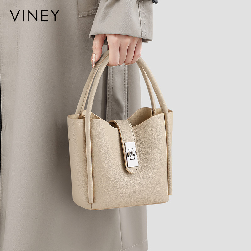 Viney水桶包包2025新款夏天真皮女包手提包大容量单肩通勤斜挎包