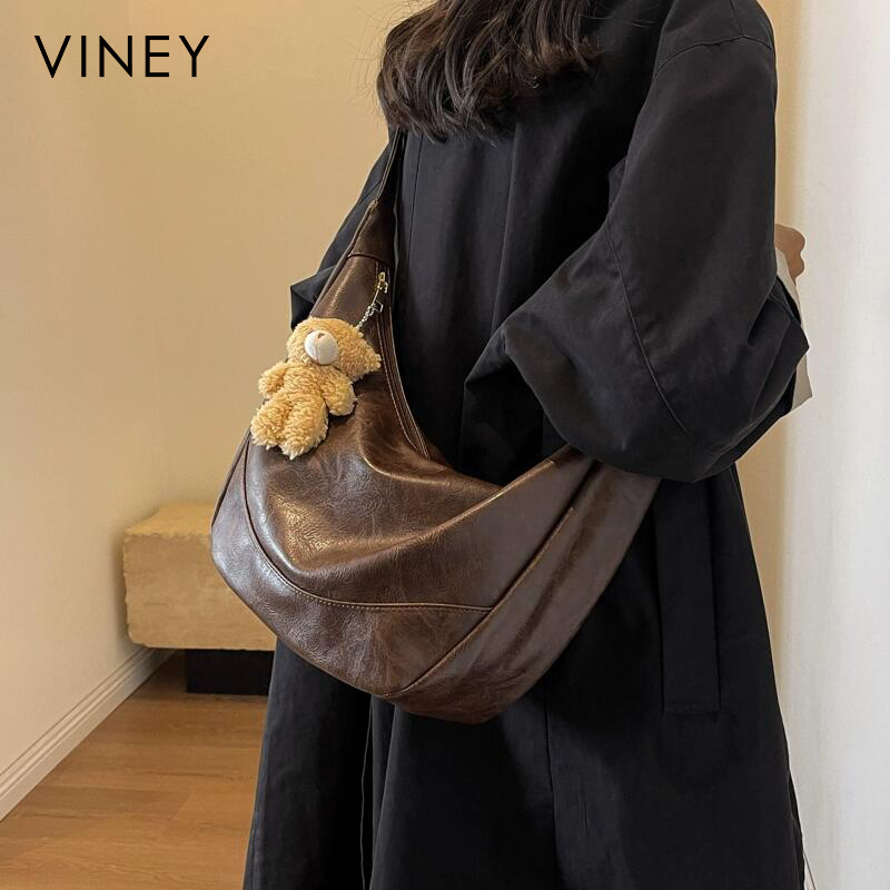 Viney包包女2024新款通勤大容量斜挎包时尚女包高级感单肩饺子包