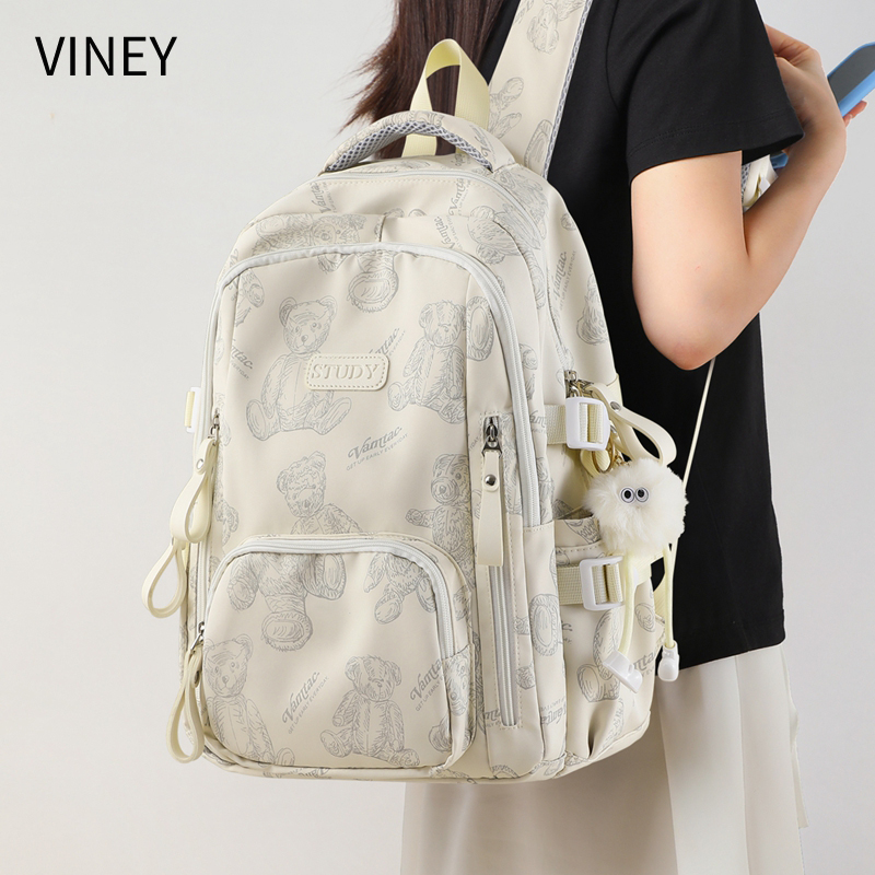 Viney书包女2025新款大容量双肩包轻便百搭背包初高中学生旅行包