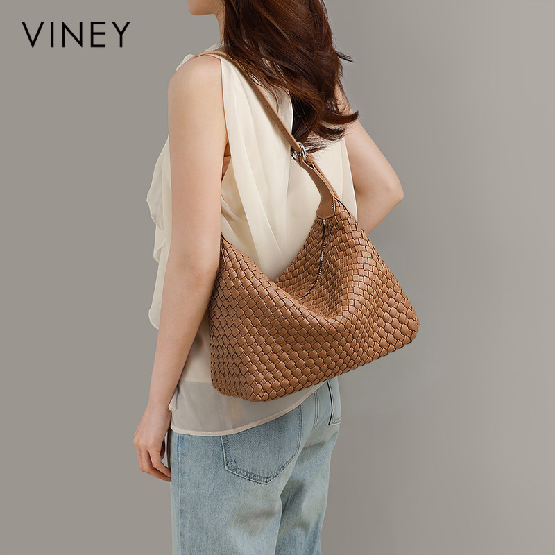 Viney编织包包女款2026新款女包夏天单肩斜挎包大容量通勤托特包